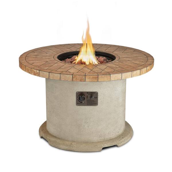 Real Flame Ogden 42 in. Fiber-Concrete Propane Fire Pit in Sand Finish