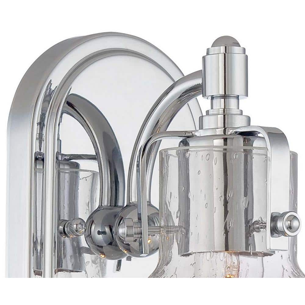 Chrome Clear Seeded Glass Dimmable Wall Sconce