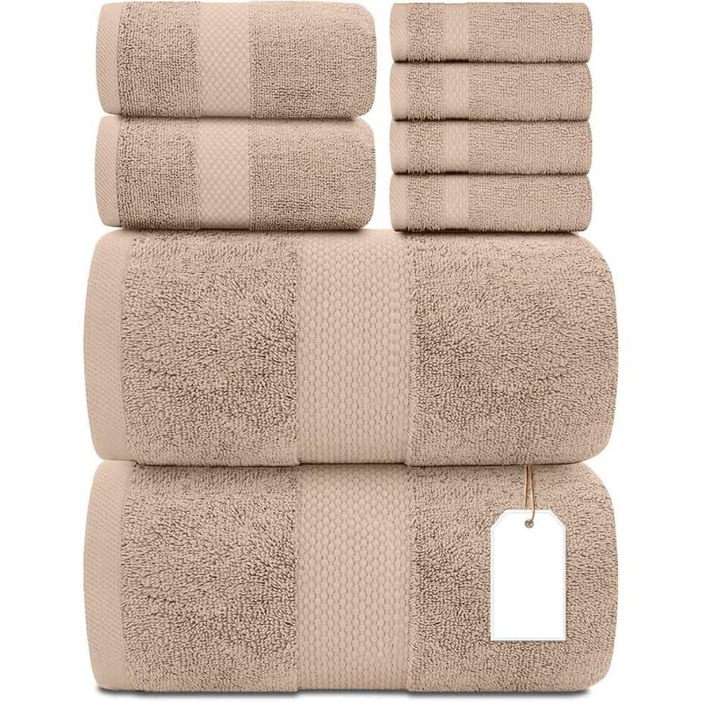8-Piece Taupe 100% Combed Cotton Towel Set