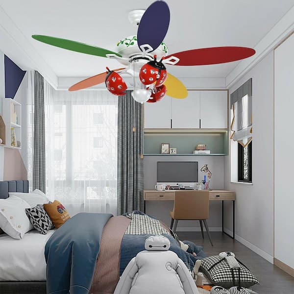 52 in. Indoor Multicolor Kids Ceiling Fan with Pull Chain Control