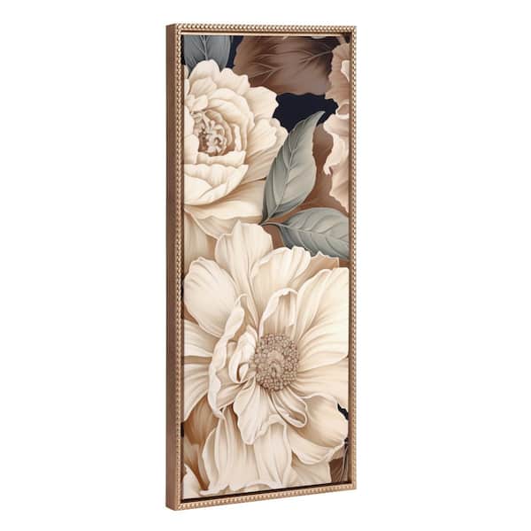 Kate and Laurel Sylvie Retro Glam Floral in Muted Color Tones 1-Piece Gold Framed Canvas Art Print, 18.00 in. x 40.00 in.