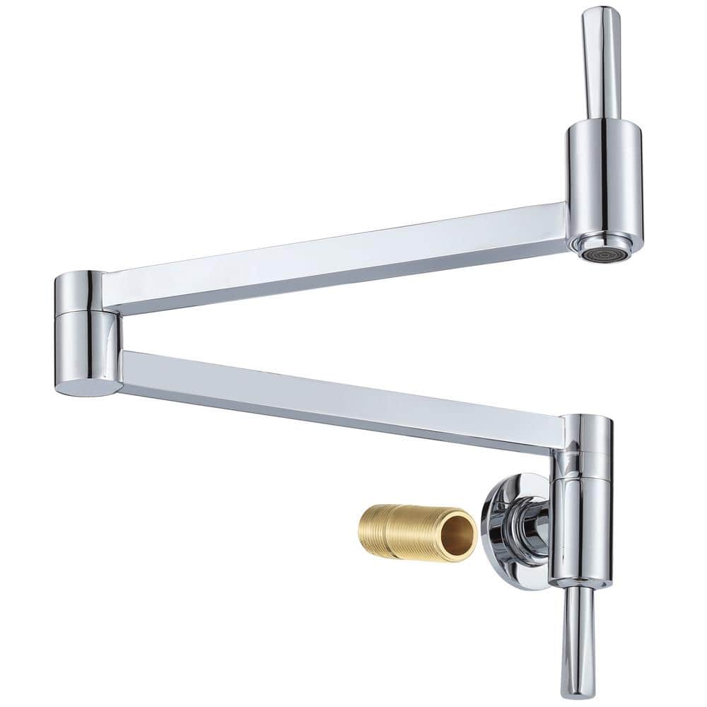 Wall Mounted Pot Filler with Double Handle and Double Joint Swing Arm in Chrome price history on PriceWatchPro