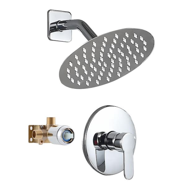 Single Handle 1-Spray Shower Faucet 1.6 GPM with Corrosion Resistant in Polished Chrome Round Shower Head