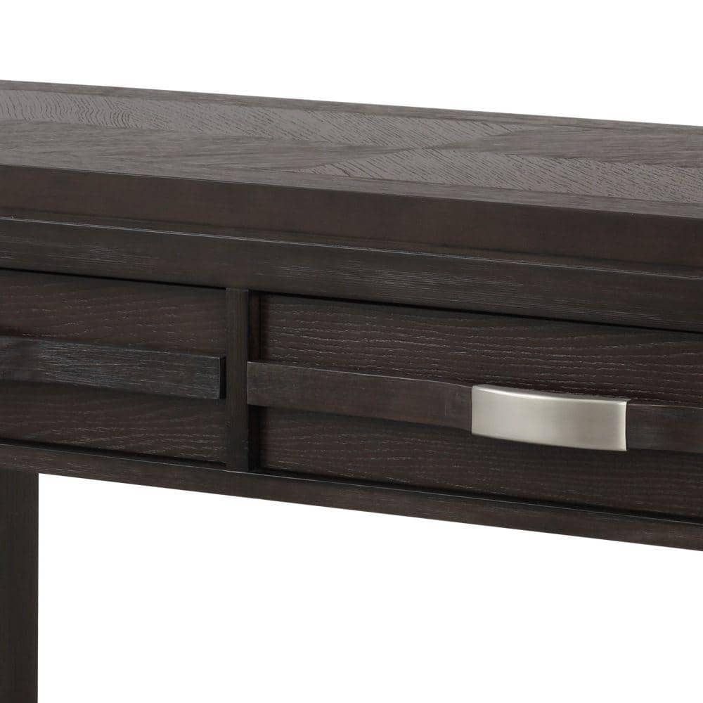 Espresso Acacia Wood & Glass 48" Console Table with Storage