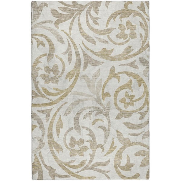Dream Shag Premium Machine Washable Abstract ADS764 Ivory 5 ft. x 7 ft. 6 in. Area Rug