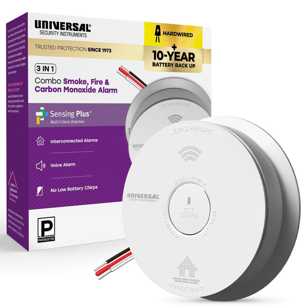 Hardwired and 10-Year Battery Combination Smoke and Carbon Monoxide Detector with Voice Alert and LED Warning Light