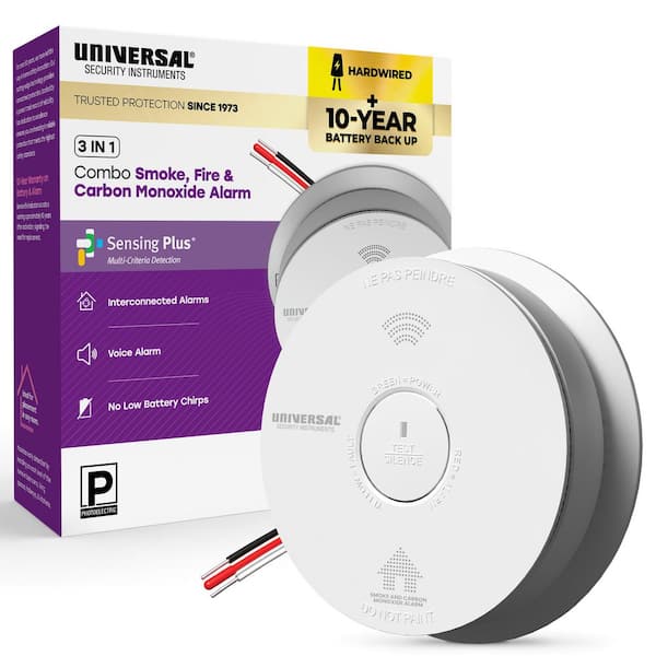 Hardwired and 10-Year Battery Combination Smoke and Carbon Monoxide Detector with Voice Alert and LED Warning Light