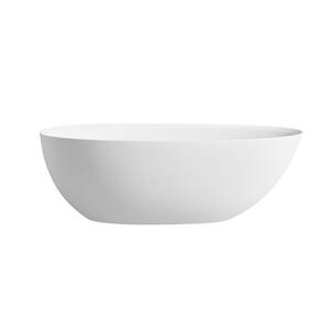 67 in. Soaking Composite Artificial Solid Surface Flatbottom Non-Whirlpool Bathtub in Matte White