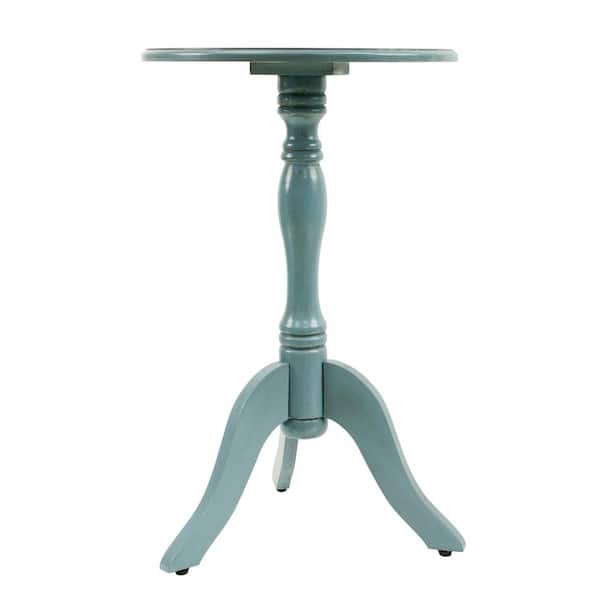 Decor Therapy Simplify Antique Arctic Blue Pedestal Accent Table