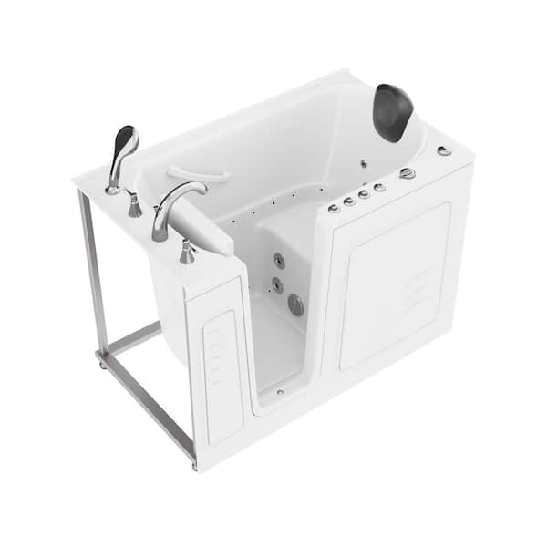 WTHDX Series 30 in. x 52 in. Left Drain Combination Jetted Walk-in Bathtub in White with Powered Fast Drain