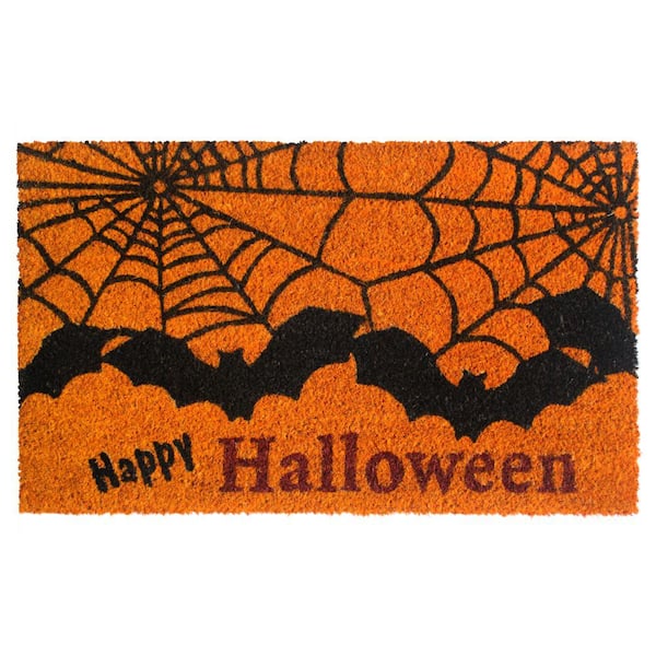 Unbranded Welcome Happy Halloween Bat Black 18 in. x 30 in. Coir Non-Slip Outdoor Doormat