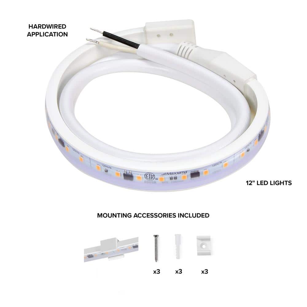 12" White PVC LED Under Cabinet Strip Light