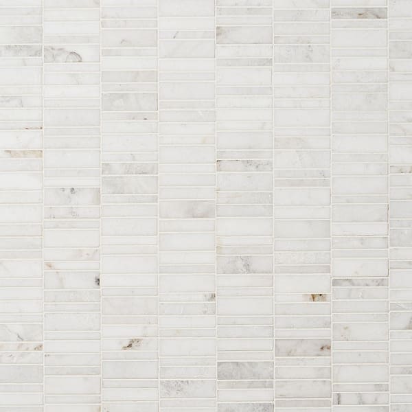 Ivy Hill Tile Arctic White 11.69 in. x 11.69 in. Waterfall Polished Marble Mosaic Tile (0.97 sq. ft./Sheet)