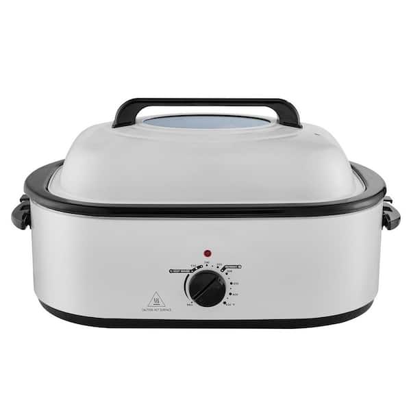 Electric Roaster Oven 22 qt. Turkey Roaster Oven Slow Cookers 1450-Watt with Defrost Warm Function Adjustable Temp White