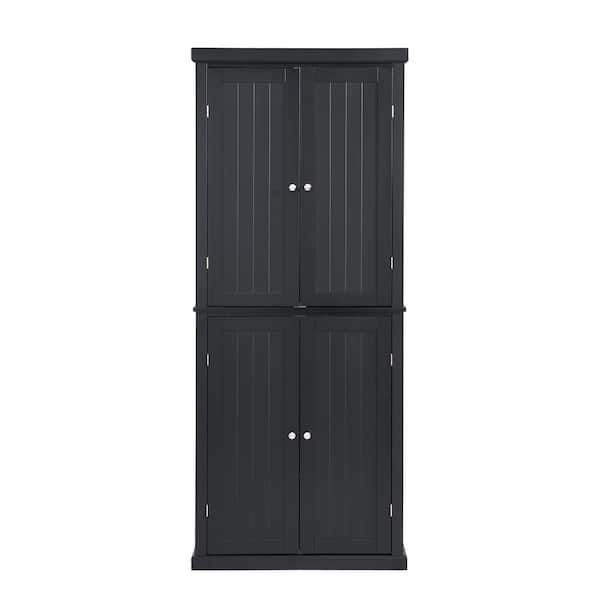 Tatahance Freestanding Minimalist Black Storage with 4Doors