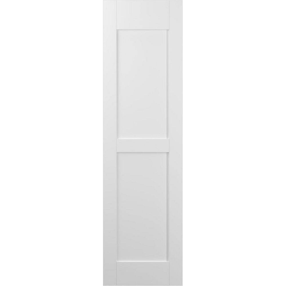 18 in. W x 44 in. H Americraft 2-Equal Flat Panel Exterior Real Wood Shutters Pair in White price history on PriceWatchPro