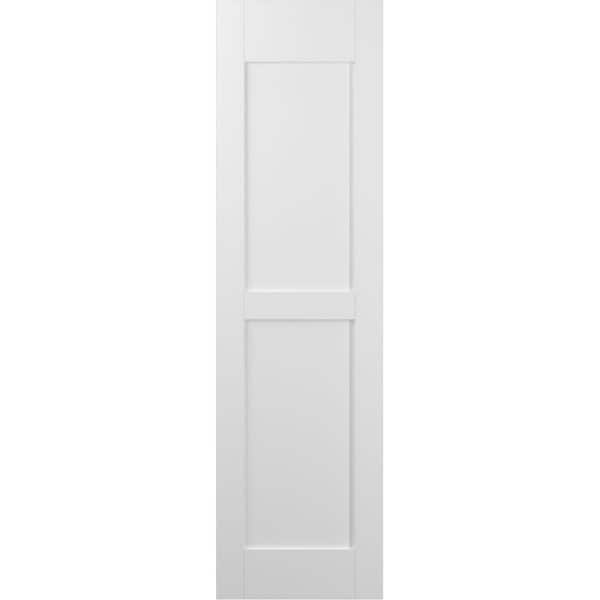 Ekena Millwork 18 in. W x 51 in. H Americraft 2-Equal Flat Panel Exterior Real Wood Shutters Pair in White