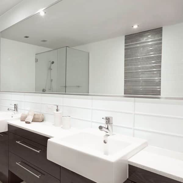Super White 4 in. x 12 in. Subway Glossy Glass Wall Tile (10 sq. ft. /Case)
