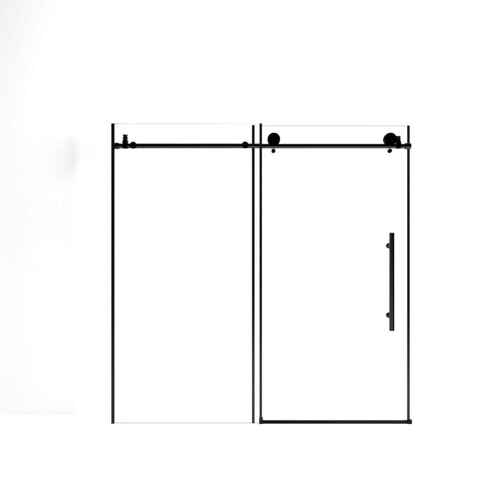 60 in. W x 60 in. H Single Sliding Frameless Tub Door in Matte Black Finish with Clear Glass price history on PriceWatchPro