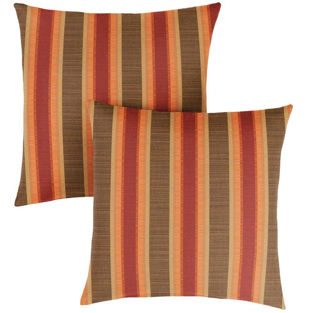 SORRA HOME Sunbrella Dimone Sequoia Outdoor Knife Edge Throw Pillows (2