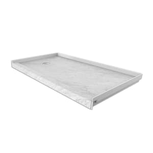30 in. x 60 in. Single Threshold Shower Base with Left Hand Drain in Frost