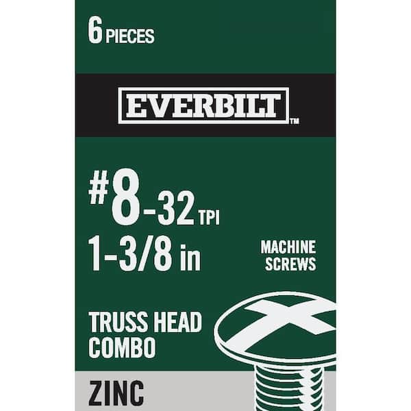 Everbilt #8-32 x 1-3/8 in. Combo Truss Head Zinc Plated Machine Screw (6-Pack)