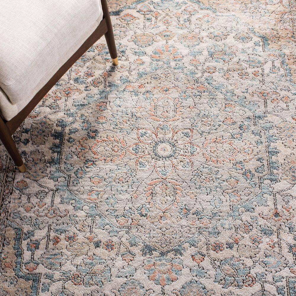 Martha Stewart Gray and Blue Synthetic Oriental Rug