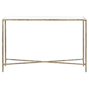Jessa 12 in. Brass Rectangle Metal Console Table