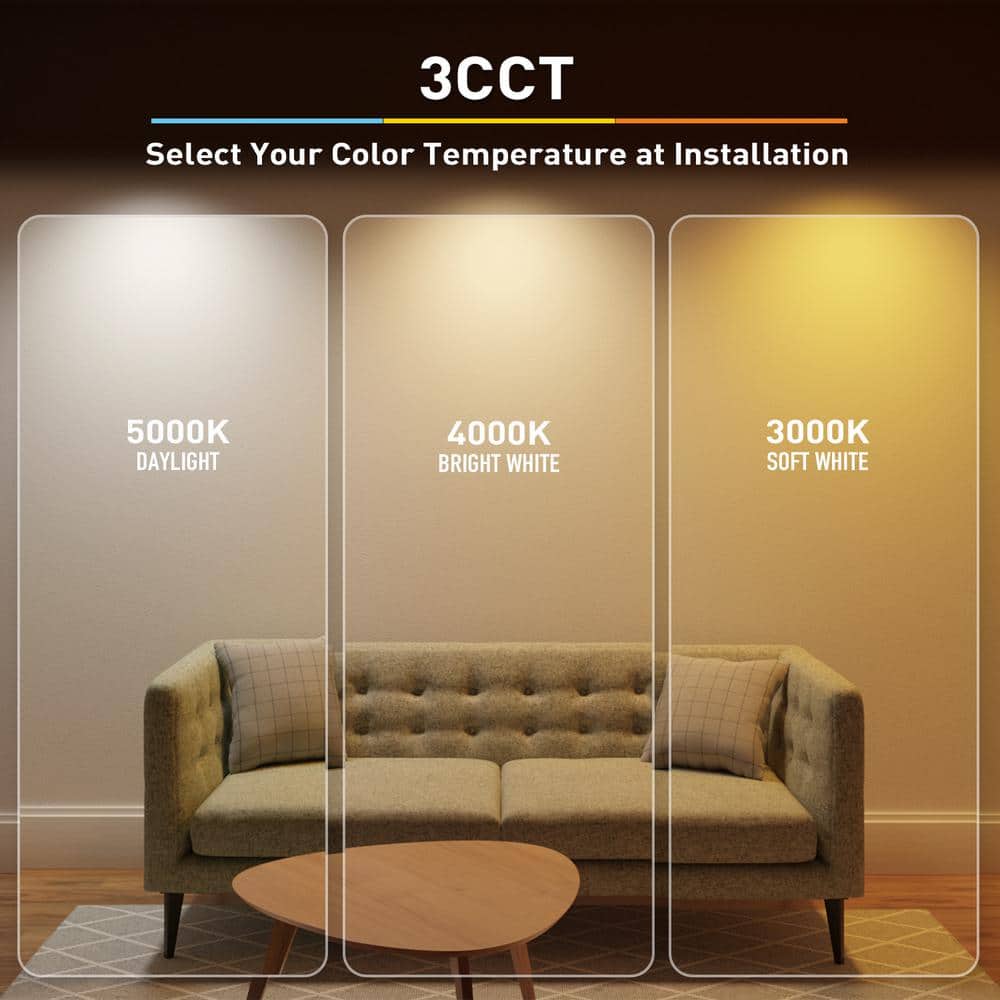 White 6-Inch Slim Canless LED Recessed Light with Selectable Color Temperature