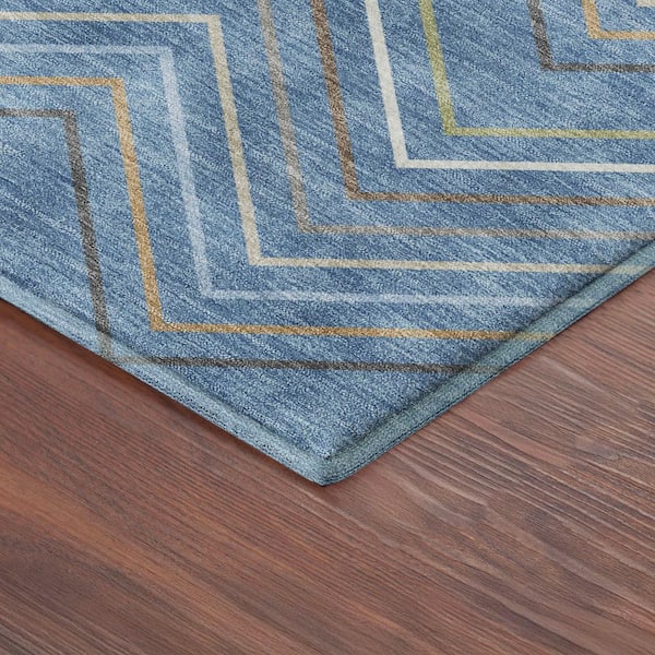 Mayfield Premium Machine Washable Abstract AMF2392 Blue 2 ft. x 3 ft. Accent Rug