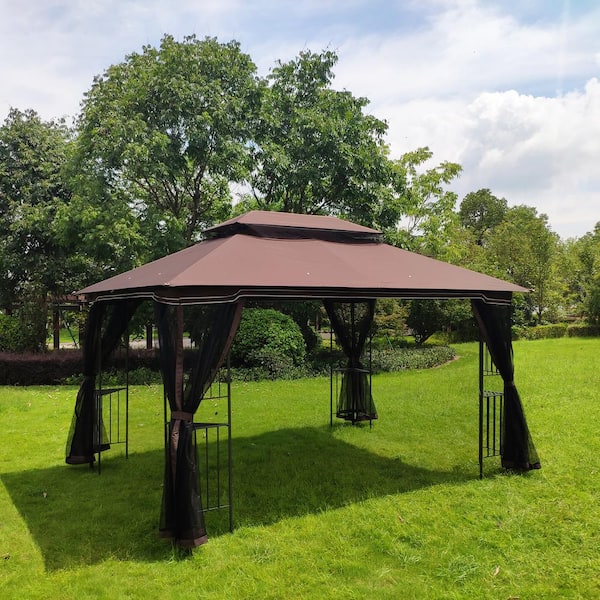 13 ft. x 10 ft. Outdoor Patio Gazebo Canopy Tent with Ventilated Double Roof and Mosquito Net