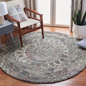 Marquee Gray/Multi 10 ft. x 10 ft. Traditional Floral Oriental Round Area Rug