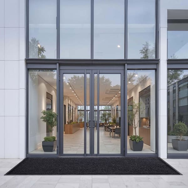 Front Door Mat, 3 x 10 ft. Commercial Floor Mat for Indoor and Outdoor, Stylish Striped Industrial Carpet Gray Area Rug