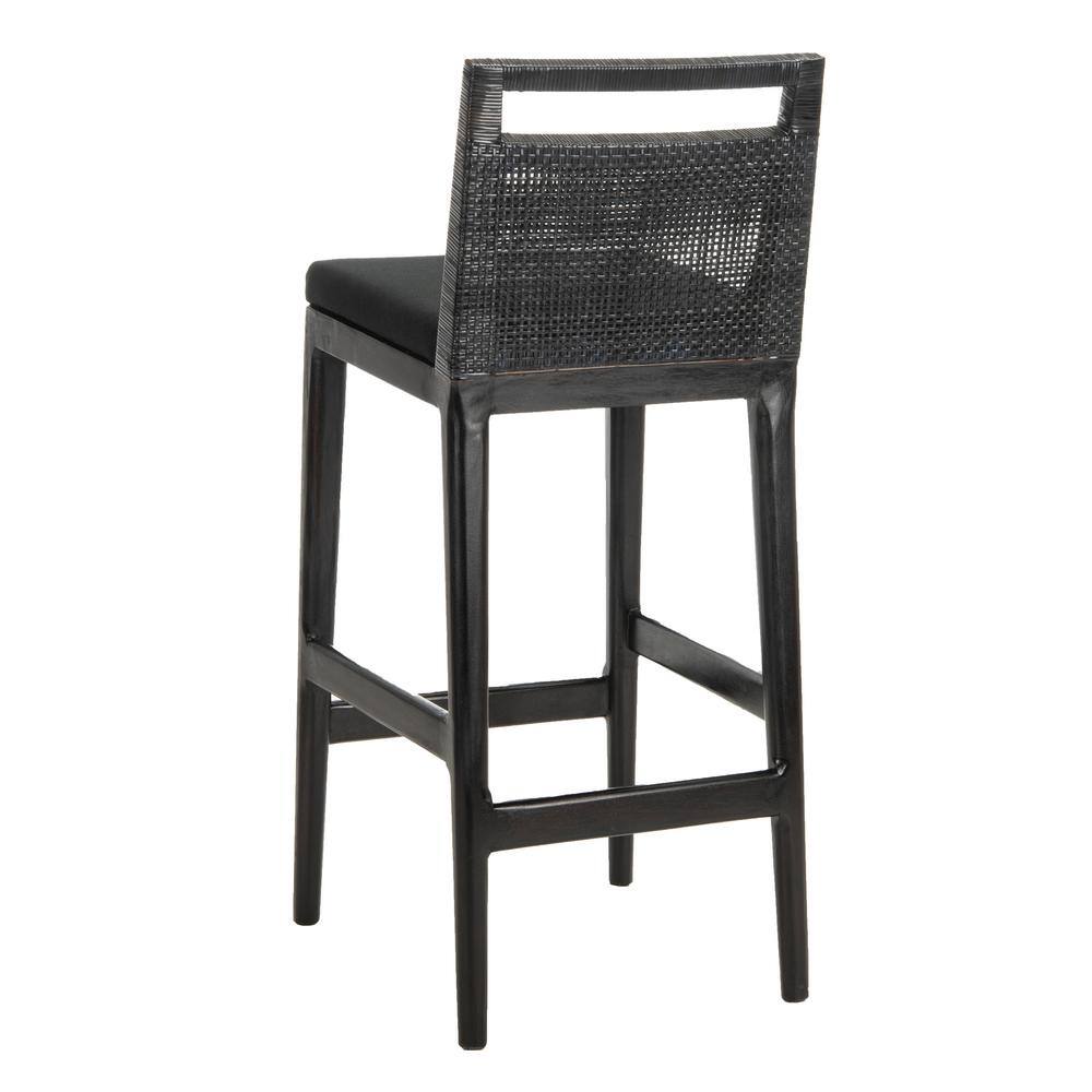 Maldives Inspired Transitional Black Bar Stool with Acrylic Cushion