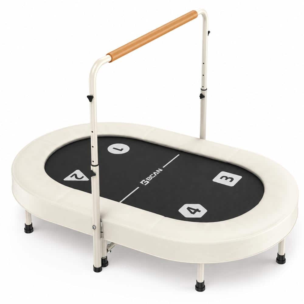 56IN 2-Person Kids Trampoline, Safe-Elastic Band Foldable Frame Trampoline for Kids 1-8