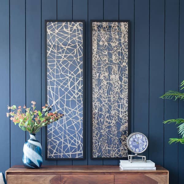 Unbranded Transitional style 15.5 in. x 55 in. Rectangular Shaped Rice Paper Shadow Box Decor Wall Art, Wall Decor, Set of 2