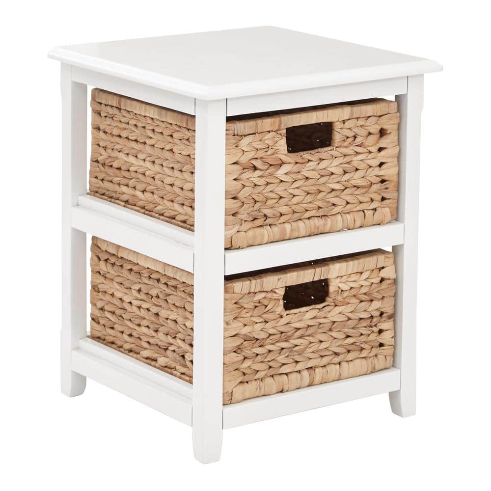 OSP Home Furnishings - Seabrook Two-Tier Storage Unit with Natural Baskets - White
