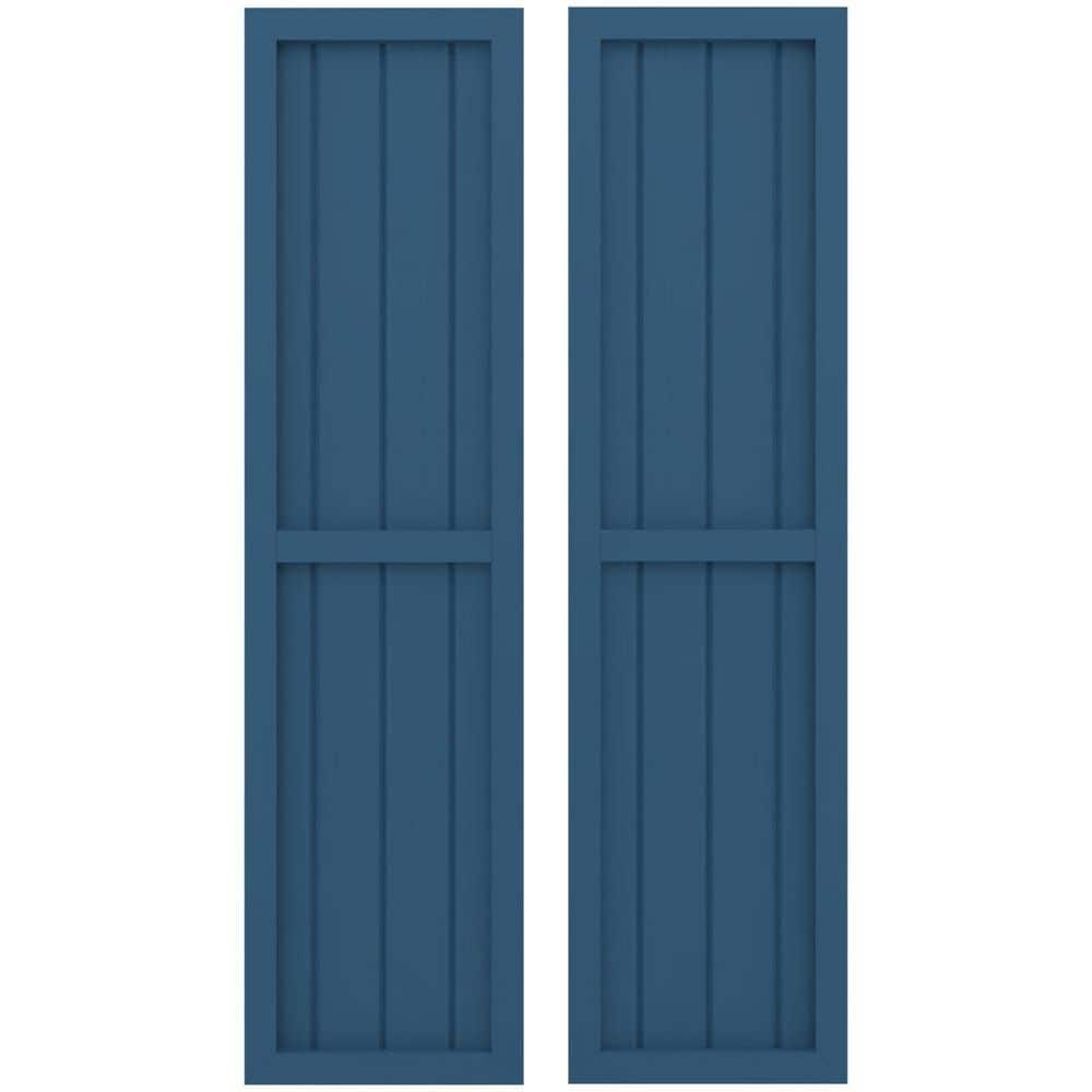 14-in W x 35-in H Americraft 4 Board Exterior Real Wood Two Equal Panel Framed Board and Batten Shutters Sojourn Blue price history on PriceWatchPro