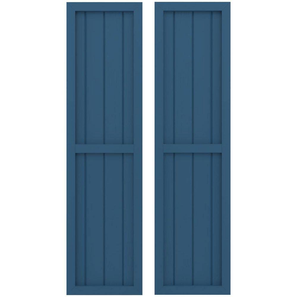 14 in. W x 83 in. H Americraft 4-Board Exterior Real Wood 2 Equal Panel Framed Board and Batten Shutters in Sojourn Blue price history on PriceWatchPro
