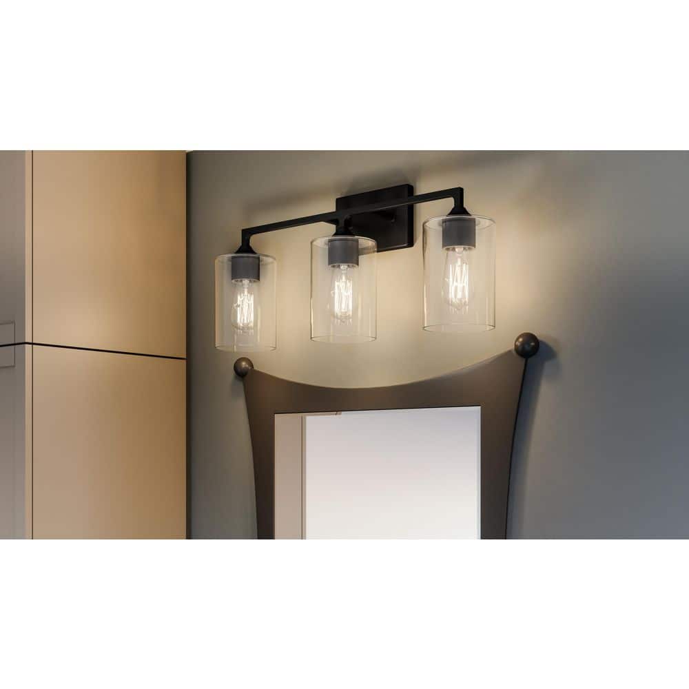 Prescott 24" Matte Black Cylinder Bath Light with Dimmable Feature