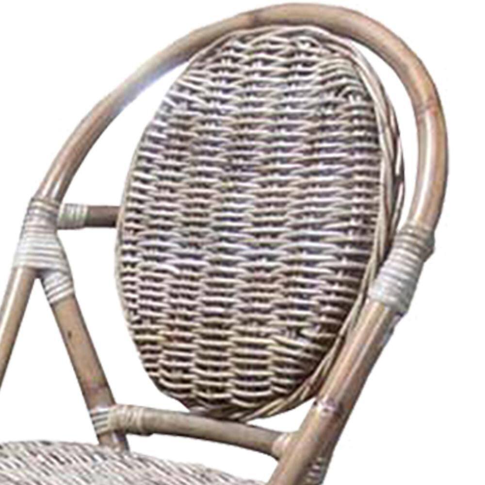 Weathered Gray Rattan High-Back Kubu Barstool