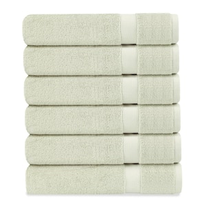 Delara Green Tint Solid 100% Organic Cotton Luxuriously Plush Wash Cloth (Set of 6)