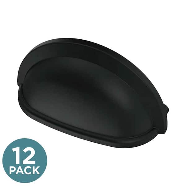 Liberty Liberty Essentials 3 in. (76 mm) Matte Black Cabinet Drawer Cup Pull (12-Pack)