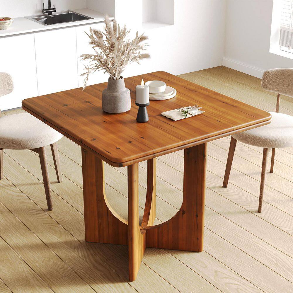 31.5 in. Brown Solid Wood Square 4 Legs Dining Table Seats 2-4, Small Table for Dining Room, Kitchen, Small Space