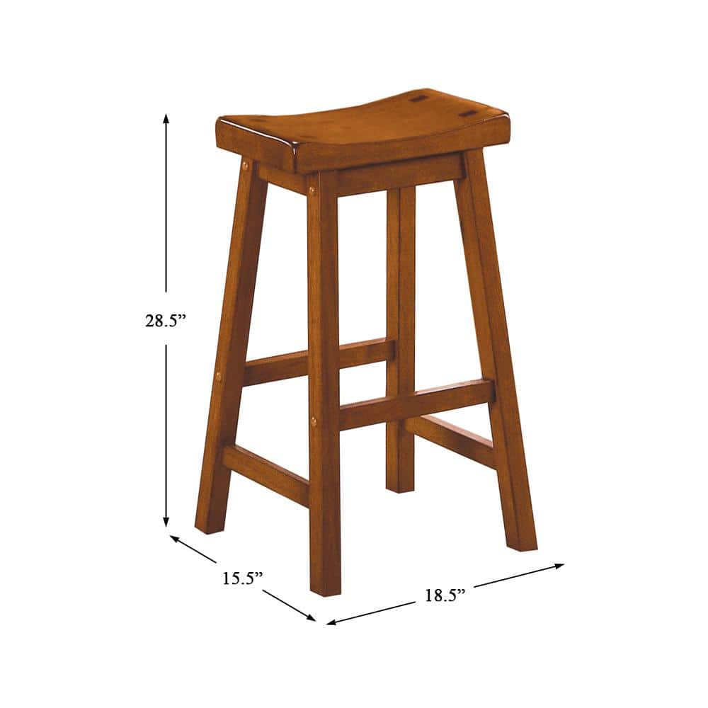 29-Inch Oak Saddle Seat Backless Pub Stools, Set of 2