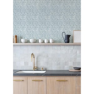 Elma Sky Blue Fiddlehead Textured Paper Non-Pasted Wallpaper