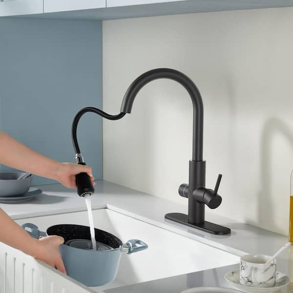 Sunset 4-in-1 Single Handle 360 Spout Swivel 17.5 in. Faucet for Hot Water with Boiler Tank and Filter in Matte Black