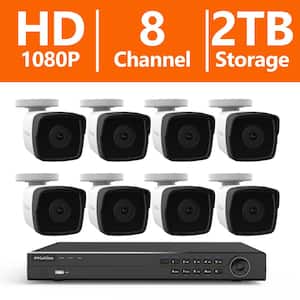 8-Channel Full HD IP Indoor/Outdoor Surveillance 2TB HDD NVR Video Security System (8) 1080P Camera with Free App