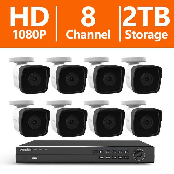LaView 8-Channel Full HD IP Indoor/Outdoor Surveillance 2TB HDD NVR Video Security System (8) 1080P Camera with Free App