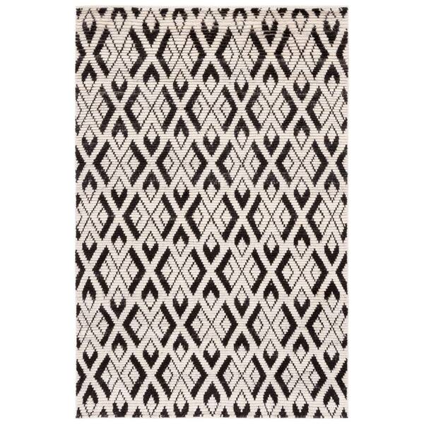 Tibetan 4 x 6 Ivory/Black Tribal Area Rug